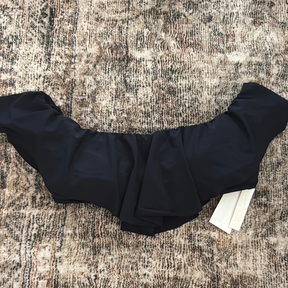 Trina Turk Black Off-Shoulder Swim Top